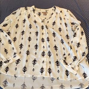 Long sleeve polyester button up blouse